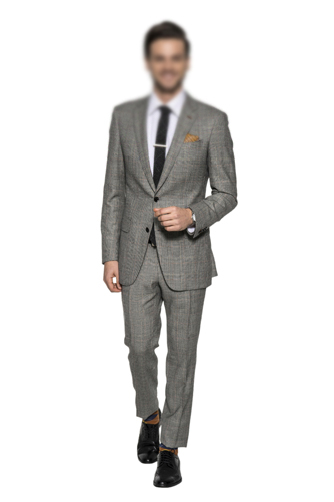 平驳领2扣格纹意式**套装